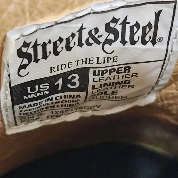 Street&Steel Leather Motorcycle Riding Hard toe Boots, Black, Men's 13 - Picture 8 of 9